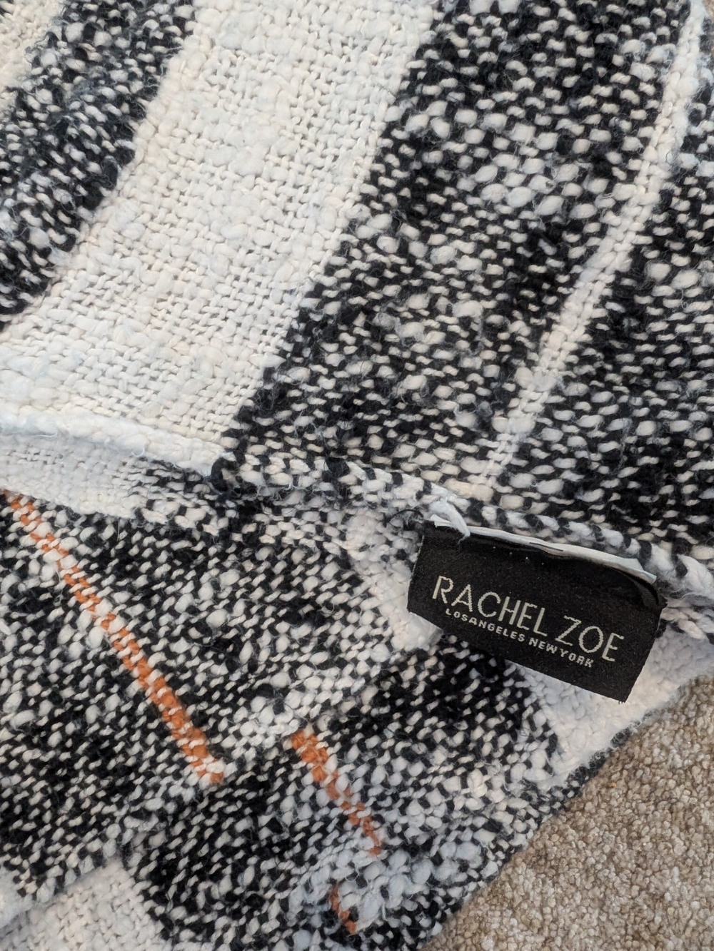 Rachel Zoe Black White & Orange Throw Blanket